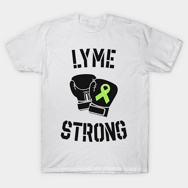 Lyme Disease Strong Fighter Warrior Green Awareness Ribbon T-Shirt by 14thFloorApparel